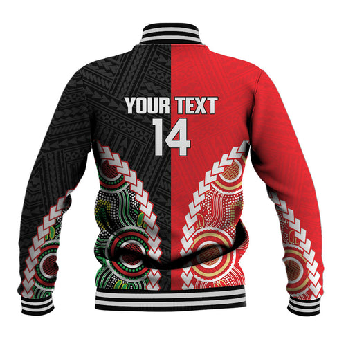 Custom Rugby Panthers and Dolphins Baseball Jacket 2026 Together Aboriginal Polynesian Pattern