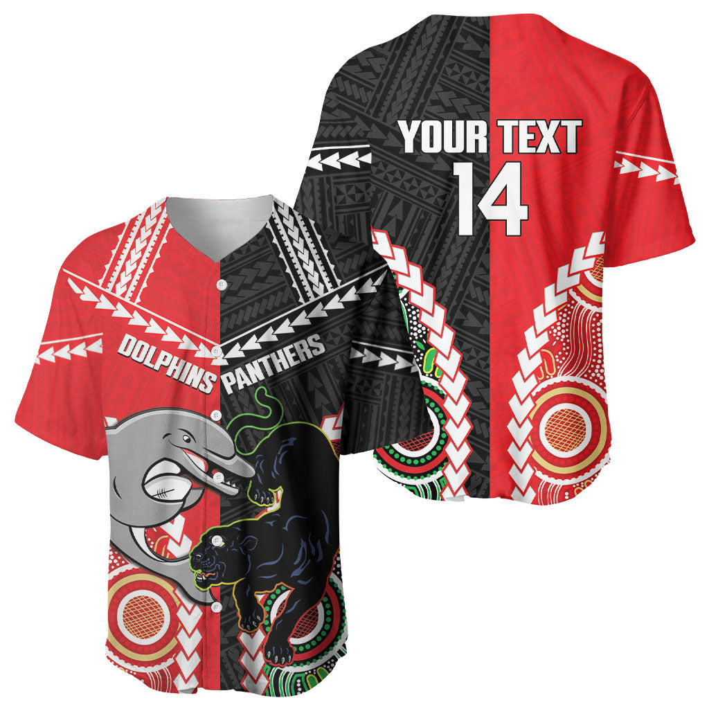Custom Rugby Panthers and Dolphins Baseball Jersey 2026 Together Aboriginal Polynesian Pattern