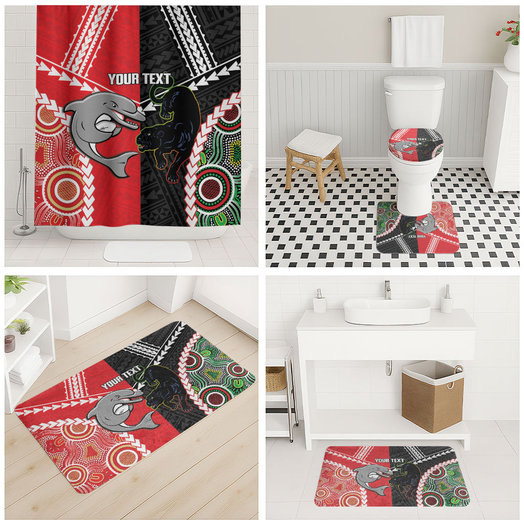 Custom Rugby Panthers and Dolphins Bathroom Set 2026 Together Aboriginal Polynesian Pattern