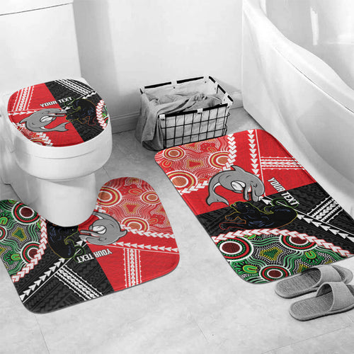 Custom Rugby Panthers and Dolphins Bathroom Set 2026 Together Aboriginal Polynesian Pattern