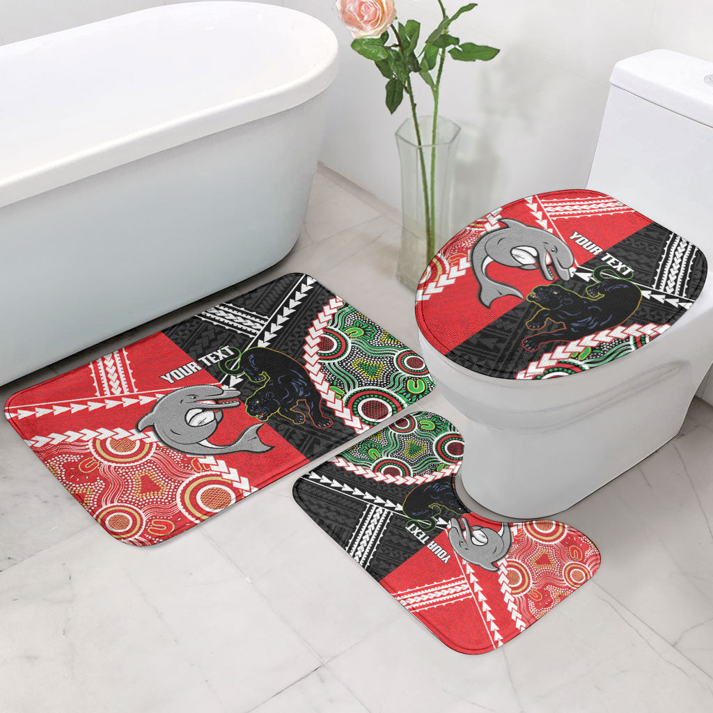 Custom Rugby Panthers and Dolphins Bathroom Set 2026 Together Aboriginal Polynesian Pattern