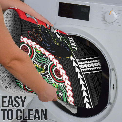 Custom Rugby Panthers and Dolphins Bathroom Set 2026 Together Aboriginal Polynesian Pattern