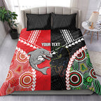 Custom Rugby Panthers and Dolphins Bedding Set 2026 Together Aboriginal Polynesian Pattern