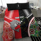 Custom Rugby Panthers and Dolphins Bedding Set 2026 Together Aboriginal Polynesian Pattern