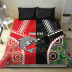 Custom Rugby Panthers and Dolphins Bedding Set 2026 Together Aboriginal Polynesian Pattern