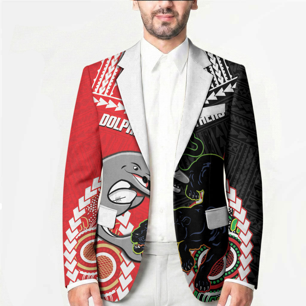 Custom Rugby Panthers and Dolphins Blazer 2026 Together Aboriginal Polynesian Pattern