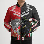 Custom Rugby Panthers and Dolphins Bomber Puffer Jacket 2026 Together Aboriginal Polynesian Pattern