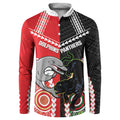 Custom Rugby Panthers and Dolphins Button Sweatshirt 2026 Together Aboriginal Polynesian Pattern
