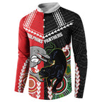 Custom Rugby Panthers and Dolphins Button Sweatshirt 2026 Together Aboriginal Polynesian Pattern