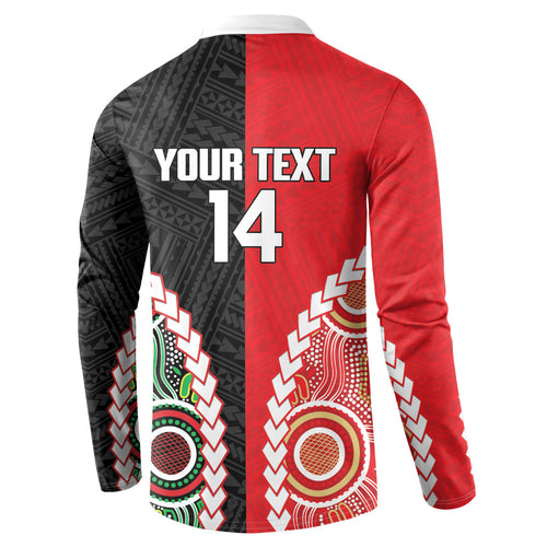 Custom Rugby Panthers and Dolphins Button Sweatshirt 2026 Together Aboriginal Polynesian Pattern