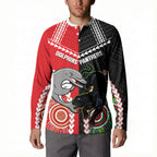 Custom Rugby Panthers and Dolphins Button Sweatshirt 2026 Together Aboriginal Polynesian Pattern
