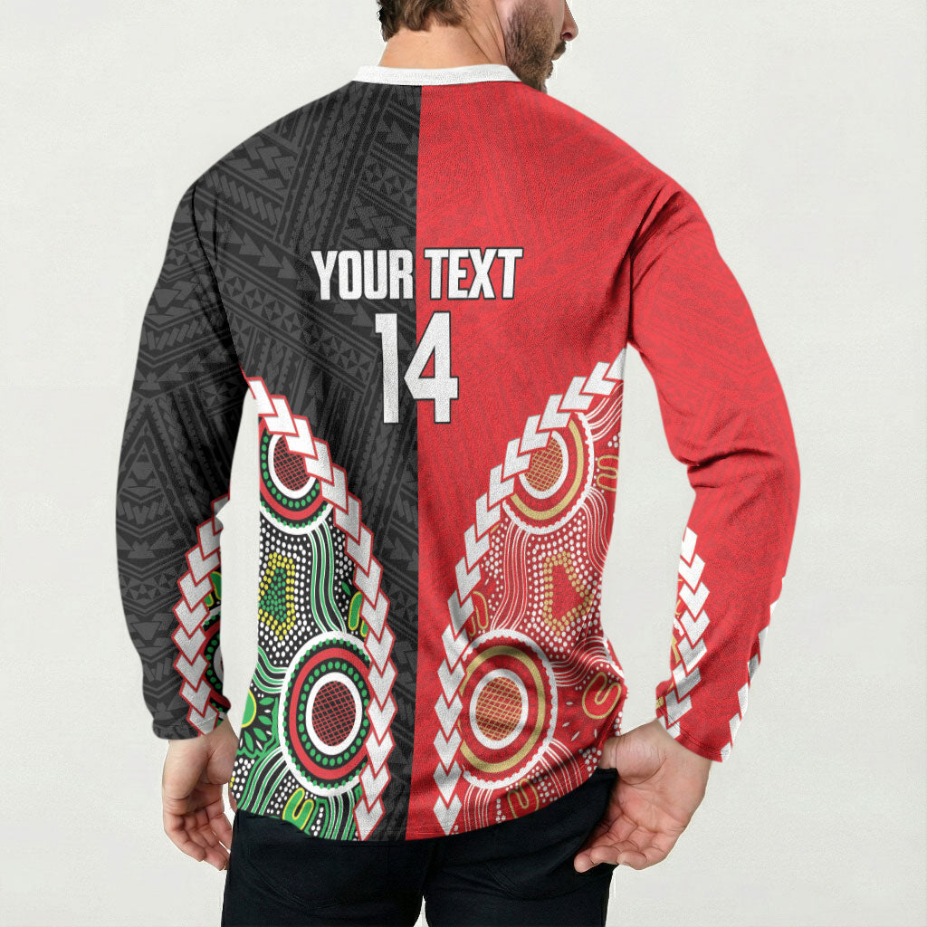 Custom Rugby Panthers and Dolphins Button Sweatshirt 2026 Together Aboriginal Polynesian Pattern