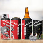 Custom Rugby Panthers and Dolphins 4 in 1 Can Cooler Tumbler 2026 Together Aboriginal Polynesian Pattern