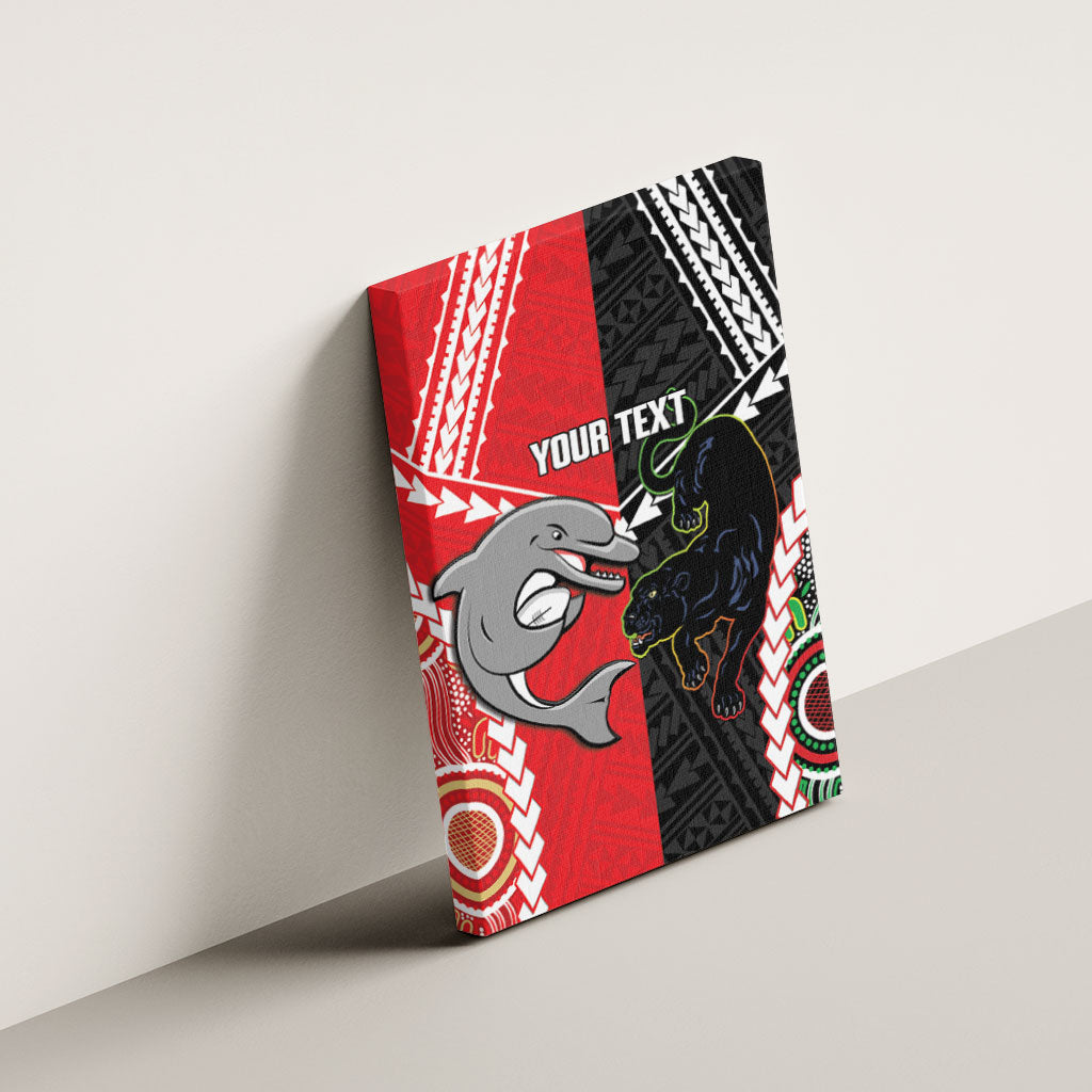Custom Rugby Panthers and Dolphins Canvas Wall Art 2026 Together Aboriginal Polynesian Pattern