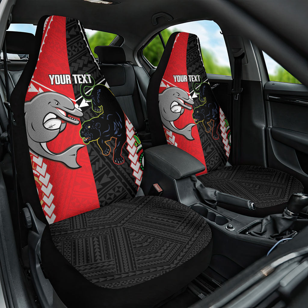 Custom Rugby Panthers and Dolphins Car Seat Cover 2026 Together Aboriginal Polynesian Pattern