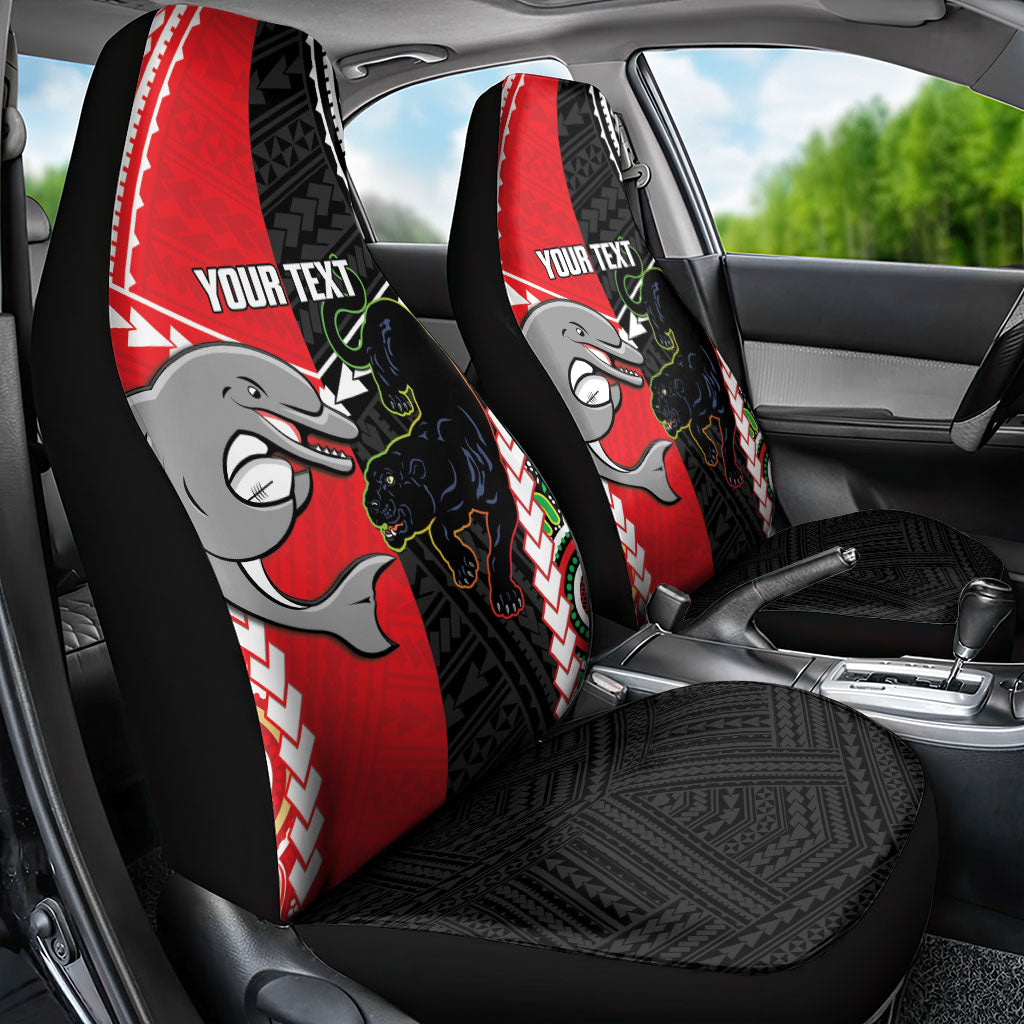 Custom Rugby Panthers and Dolphins Car Seat Cover 2026 Together Aboriginal Polynesian Pattern