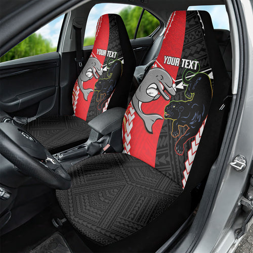 Custom Rugby Panthers and Dolphins Car Seat Cover 2026 Together Aboriginal Polynesian Pattern
