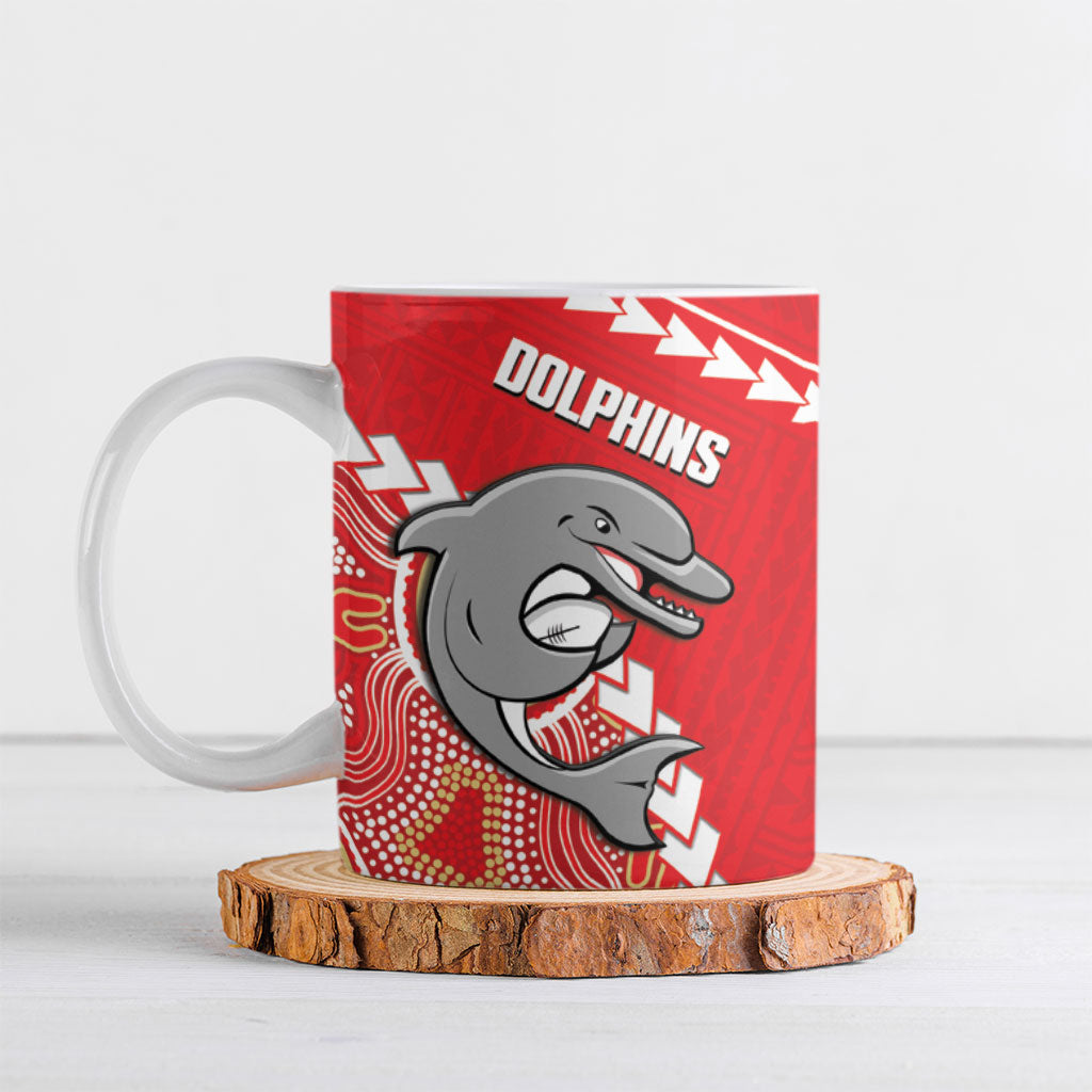 Custom Rugby Panthers and Dolphins Ceramic Mug 2026 Together Aboriginal Polynesian Pattern