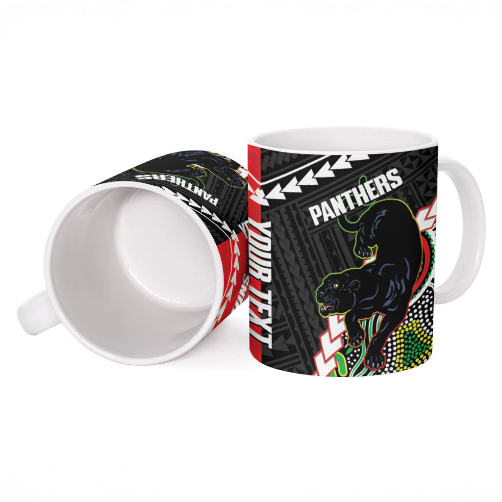 Custom Rugby Panthers and Dolphins Ceramic Mug 2026 Together Aboriginal Polynesian Pattern