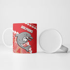 Custom Rugby Panthers and Dolphins Ceramic Mug 2026 Together Aboriginal Polynesian Pattern