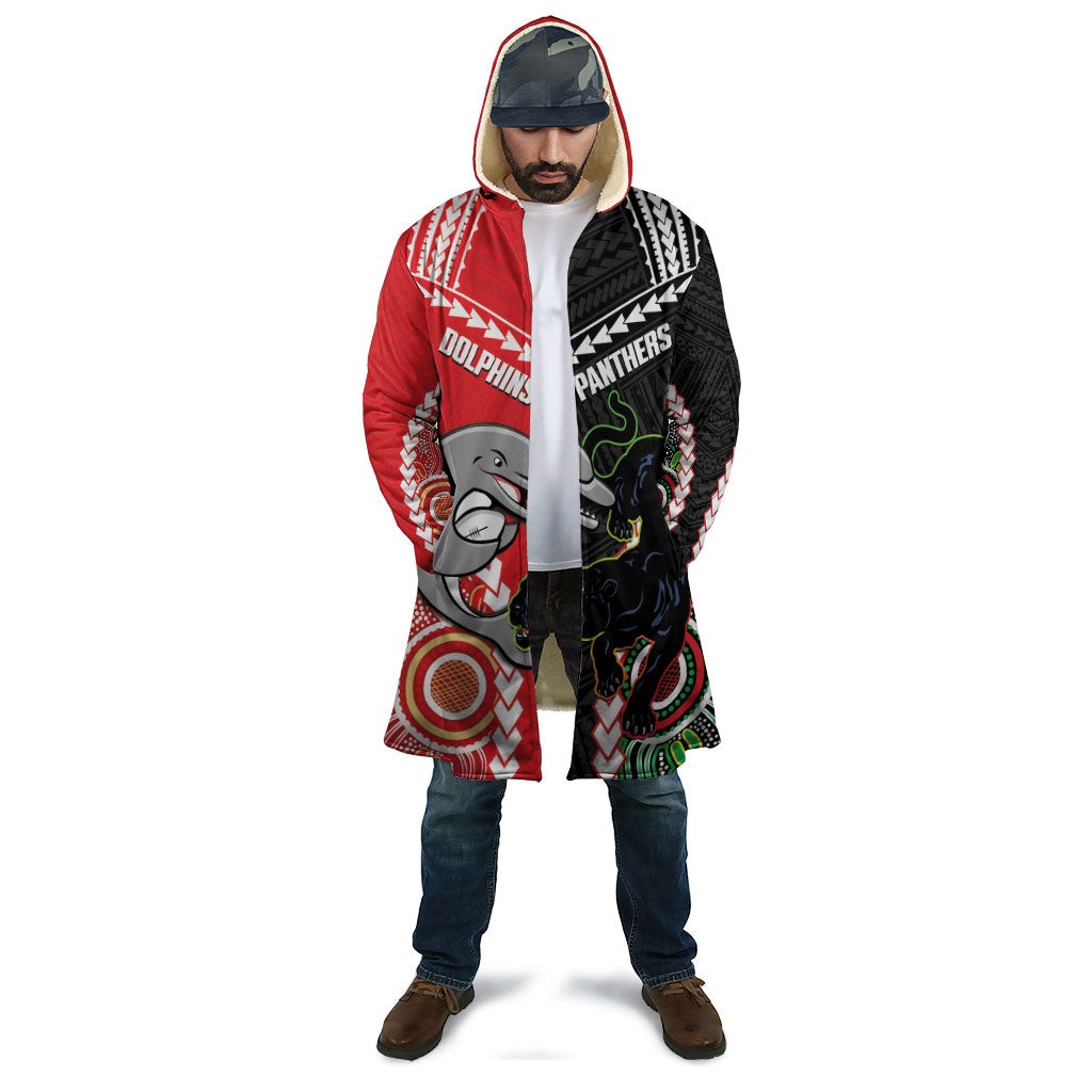 Custom Rugby Panthers and Dolphins Cloak 2026 Together Aboriginal Polynesian Pattern
