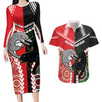 Custom Rugby Panthers and Dolphins Couples Matching Long Sleeve Bodycon Dress and Hawaiian Shirt 2026 Together Aboriginal Polynesian Pattern