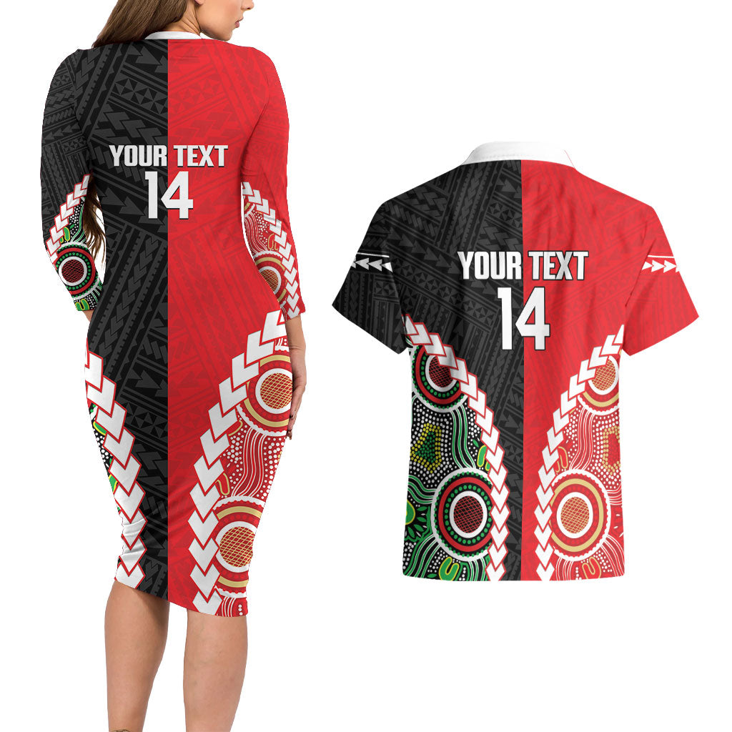 Custom Rugby Panthers and Dolphins Couples Matching Long Sleeve Bodycon Dress and Hawaiian Shirt 2026 Together Aboriginal Polynesian Pattern