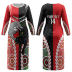 Custom Rugby Panthers and Dolphins Couples Matching Long Sleeve Bodycon Dress and Long Sleeve Button Shirt 2026 Together Aboriginal Polynesian Pattern LT14