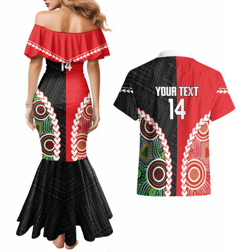 Custom Rugby Panthers and Dolphins Couples Matching Mermaid Dress and Hawaiian Shirt 2026 Together Aboriginal Polynesian Pattern