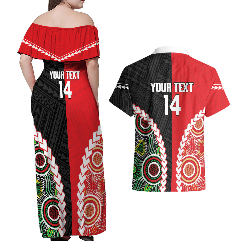 Custom Rugby Panthers and Dolphins Couples Matching Off Shoulder Maxi Dress and Hawaiian Shirt 2026 Together Aboriginal Polynesian Pattern