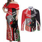 Custom Rugby Panthers and Dolphins Couples Matching Off Shoulder Maxi Dress and Long Sleeve Button Shirt 2026 Together Aboriginal Polynesian Pattern