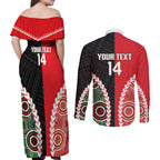 Custom Rugby Panthers and Dolphins Couples Matching Off Shoulder Maxi Dress and Long Sleeve Button Shirt 2026 Together Aboriginal Polynesian Pattern