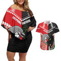 Custom Rugby Panthers and Dolphins Couples Matching Off Shoulder Short Dress and Hawaiian Shirt 2026 Together Aboriginal Polynesian Pattern