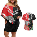 Custom Rugby Panthers and Dolphins Couples Matching Off Shoulder Short Dress and Hawaiian Shirt 2026 Together Aboriginal Polynesian Pattern