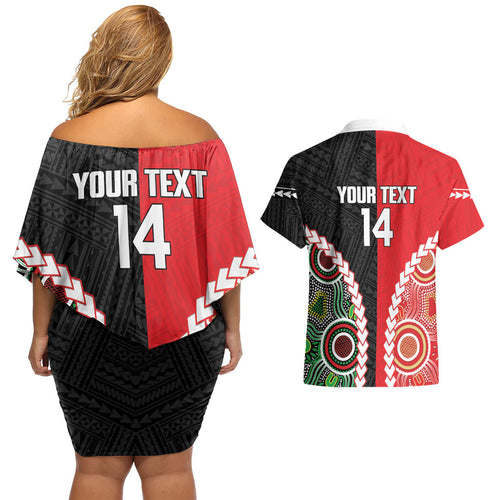 Custom Rugby Panthers and Dolphins Couples Matching Off Shoulder Short Dress and Hawaiian Shirt 2026 Together Aboriginal Polynesian Pattern