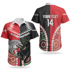 Custom Rugby Panthers and Dolphins Couples Matching Off Shoulder Short Dress and Hawaiian Shirt 2026 Together Aboriginal Polynesian Pattern LT14