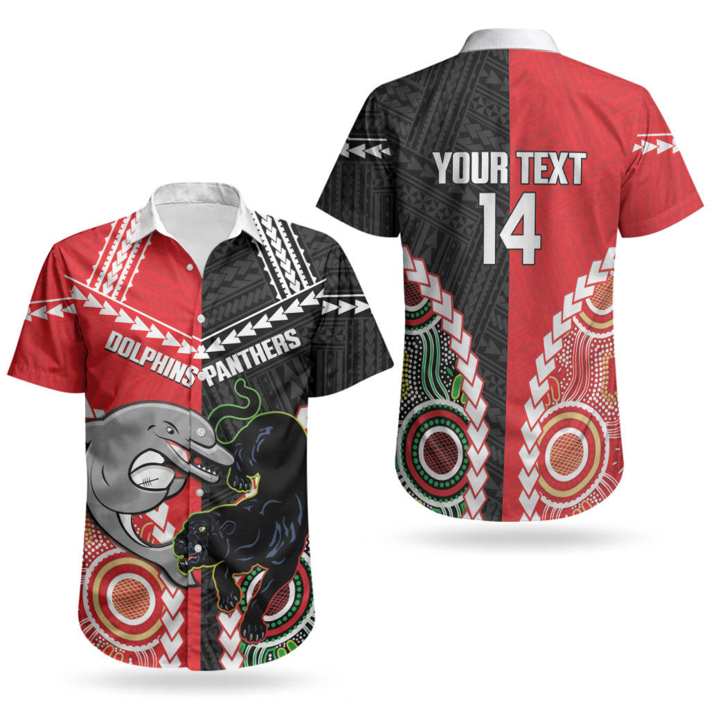 Custom Rugby Panthers and Dolphins Couples Matching Off Shoulder Short Dress and Hawaiian Shirt 2026 Together Aboriginal Polynesian Pattern LT14