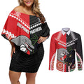 Custom Rugby Panthers and Dolphins Couples Matching Off Shoulder Short Dress and Long Sleeve Button Shirt 2026 Together Aboriginal Polynesian Pattern