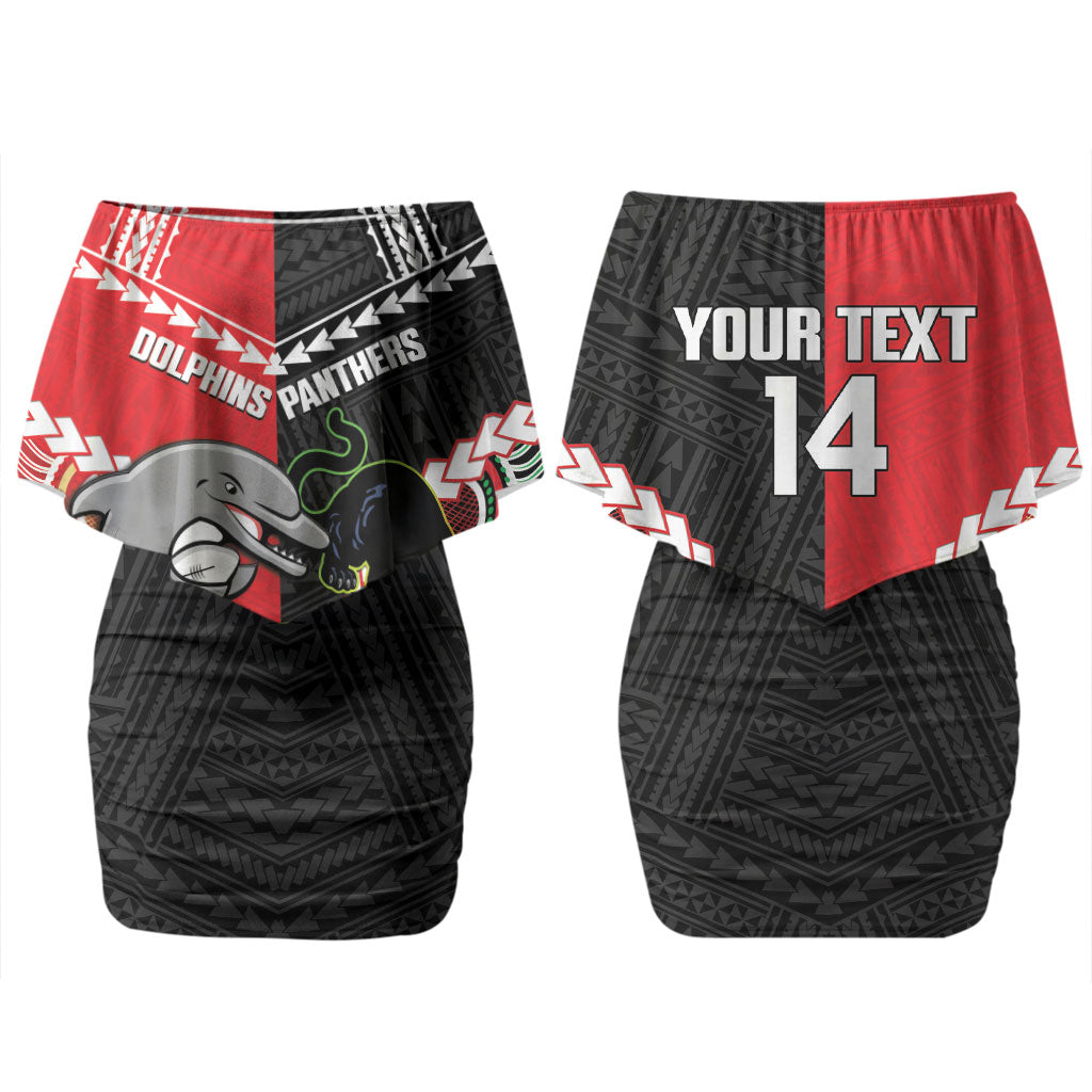 Custom Rugby Panthers and Dolphins Couples Matching Off Shoulder Short Dress and Long Sleeve Button Shirt 2026 Together Aboriginal Polynesian Pattern LT14