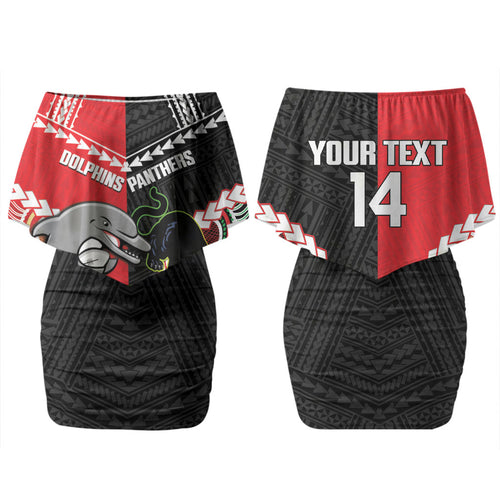 Custom Rugby Panthers and Dolphins Couples Matching Off Shoulder Short Dress and Long Sleeve Button Shirt 2026 Together Aboriginal Polynesian Pattern LT14