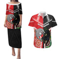 Custom Rugby Panthers and Dolphins Couples Matching Puletasi and Hawaiian Shirt 2026 Together Aboriginal Polynesian Pattern
