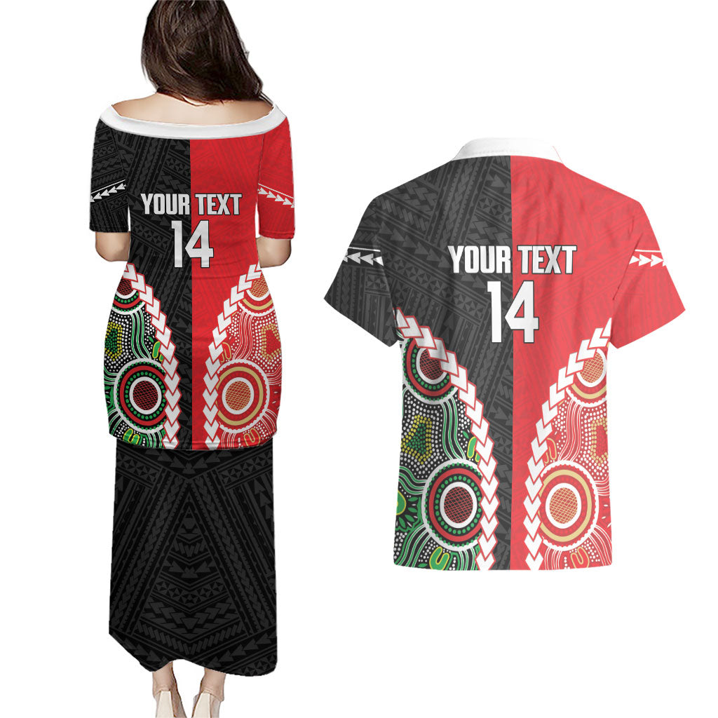 Custom Rugby Panthers and Dolphins Couples Matching Puletasi and Hawaiian Shirt 2026 Together Aboriginal Polynesian Pattern