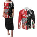 Custom Rugby Panthers and Dolphins Couples Matching Puletasi and Long Sleeve Button Shirt 2026 Together Aboriginal Polynesian Pattern