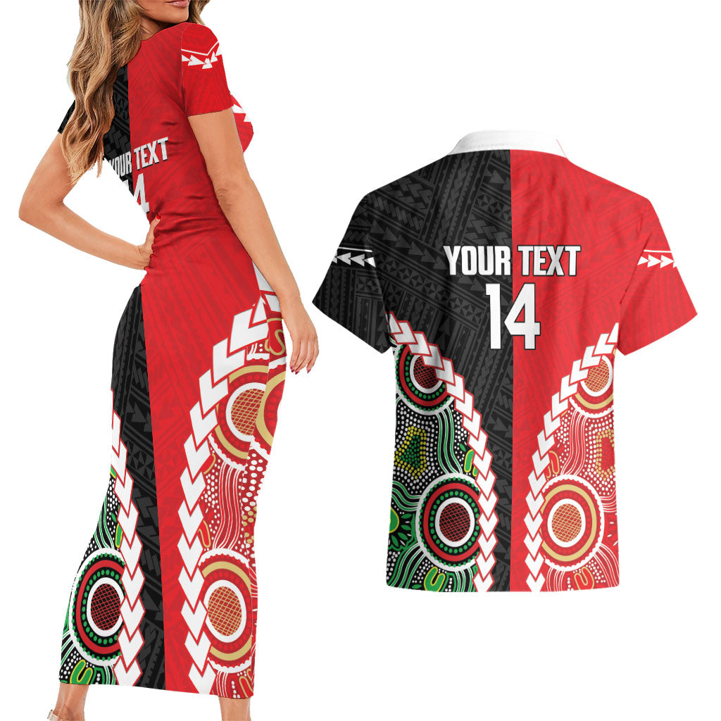 Custom Rugby Panthers and Dolphins Couples Matching Short Sleeve Bodycon Dress and Hawaiian Shirt 2026 Together Aboriginal Polynesian Pattern