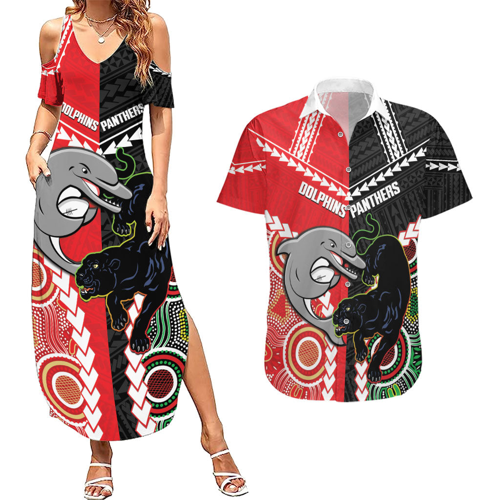 Custom Rugby Panthers and Dolphins Couples Matching Summer Maxi Dress and Hawaiian Shirt 2026 Together Aboriginal Polynesian Pattern