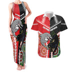 Custom Rugby Panthers and Dolphins Couples Matching Tank Maxi Dress and Hawaiian Shirt 2026 Together Aboriginal Polynesian Pattern