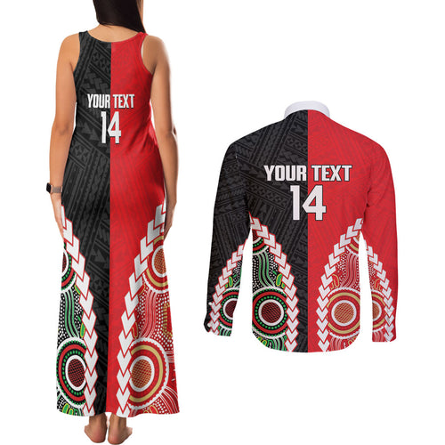 Custom Rugby Panthers and Dolphins Couples Matching Tank Maxi Dress and Long Sleeve Button Shirt 2026 Together Aboriginal Polynesian Pattern