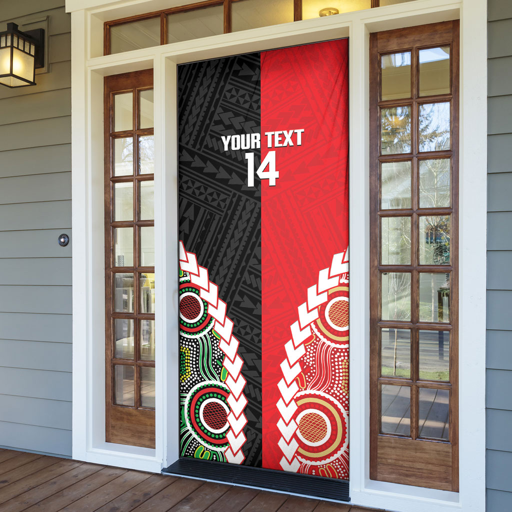 Custom Rugby Panthers and Dolphins Door Cover 2026 Together Aboriginal Polynesian Pattern