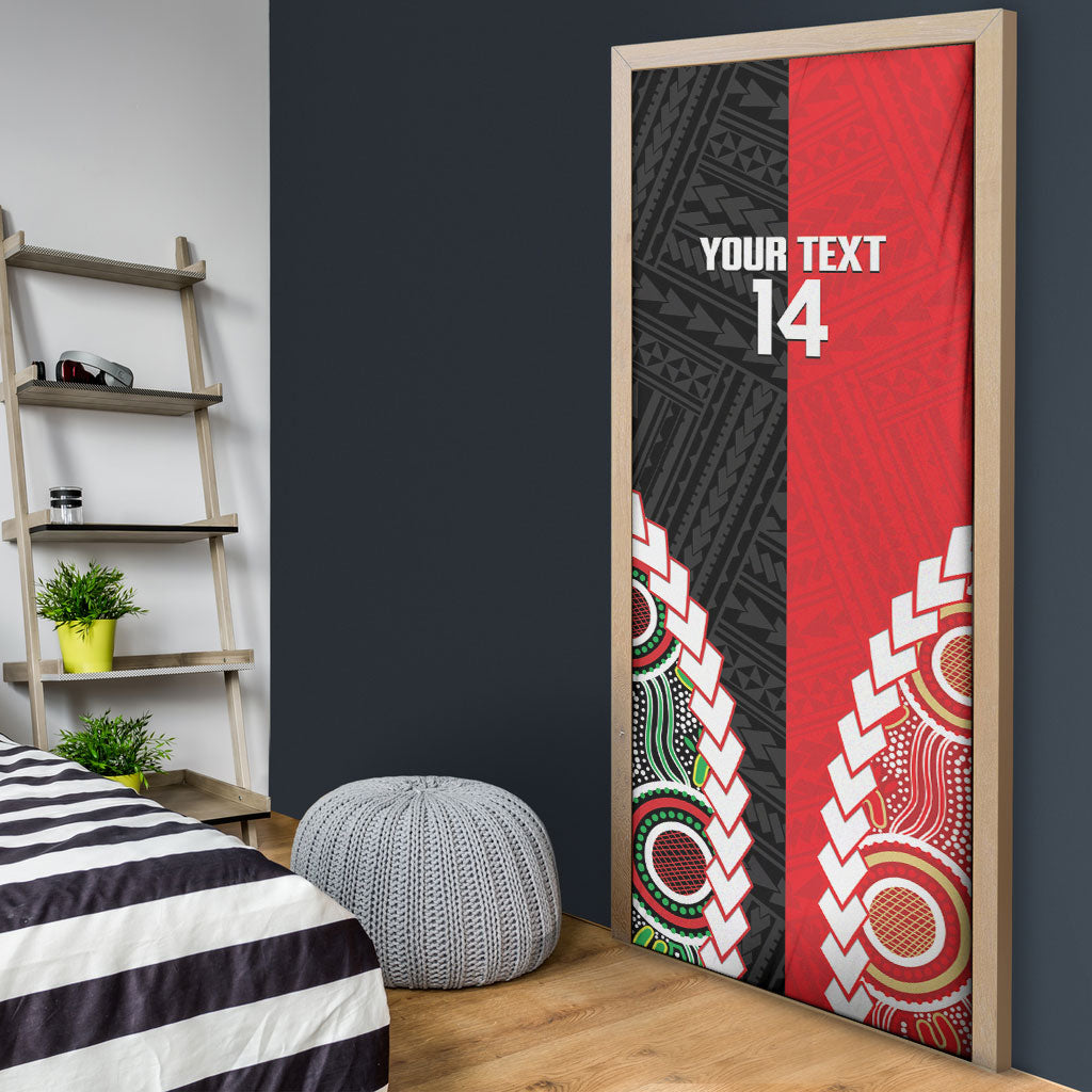 Custom Rugby Panthers and Dolphins Door Cover 2026 Together Aboriginal Polynesian Pattern