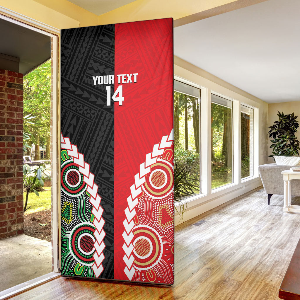 Custom Rugby Panthers and Dolphins Door Cover 2026 Together Aboriginal Polynesian Pattern